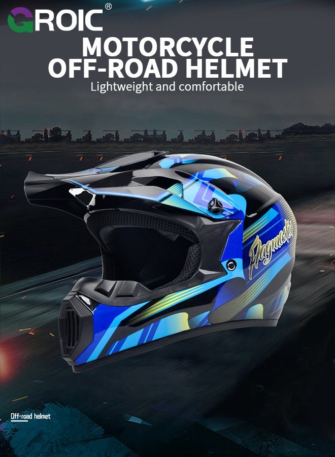 GROIC Motorcycle Helmet, Matte Black with Blue Graphic, Helmet for Street and Track Riders, Ventilation and Safety Design, Lightweight Helmet for Men and Women, Motorbike and Electric Bike Riding - Image 2